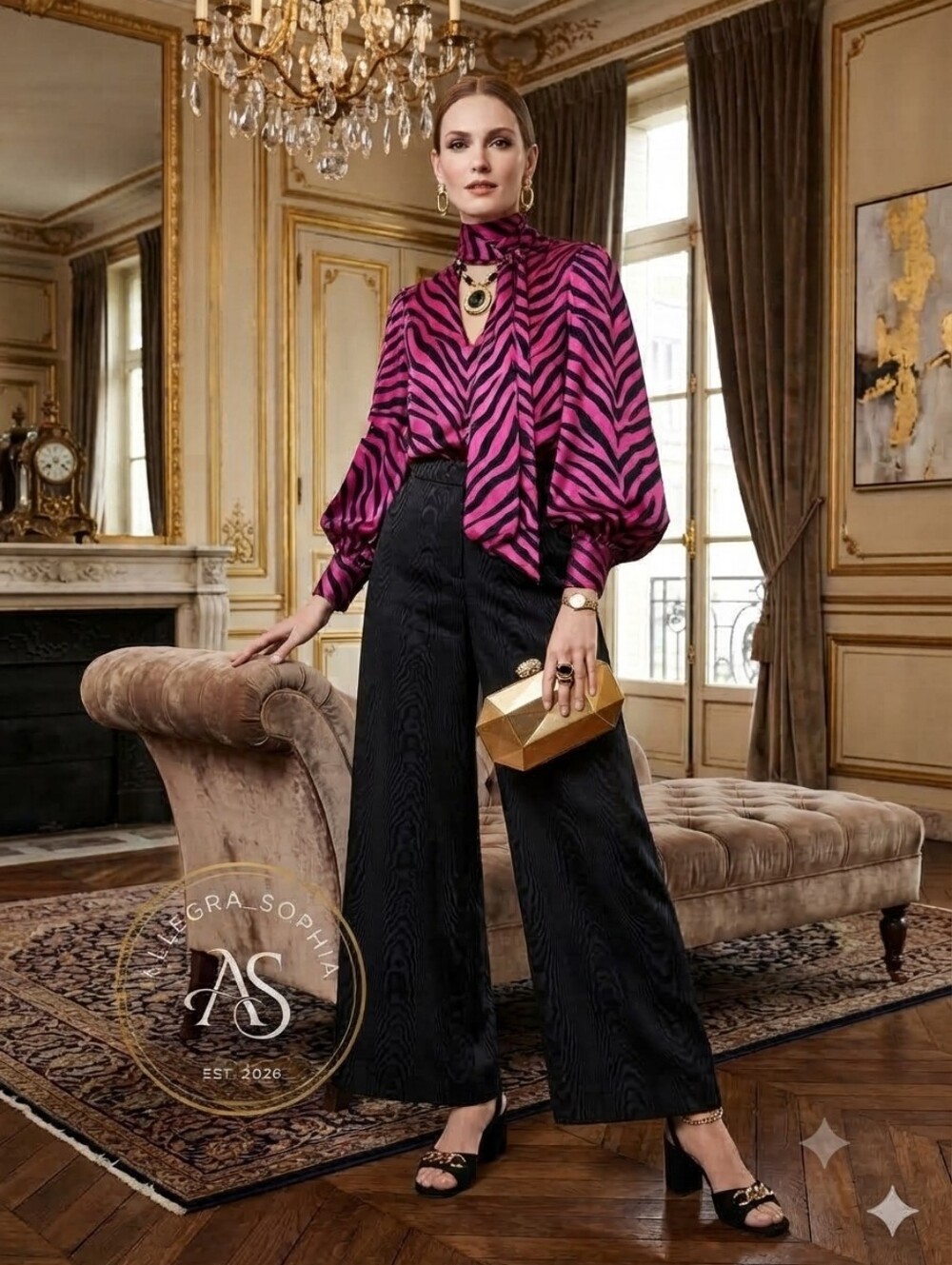 ANTONIO MELANI X The Nat Note Grace Moire Wide-Leg Caviar Black Dress Pants Sz 0